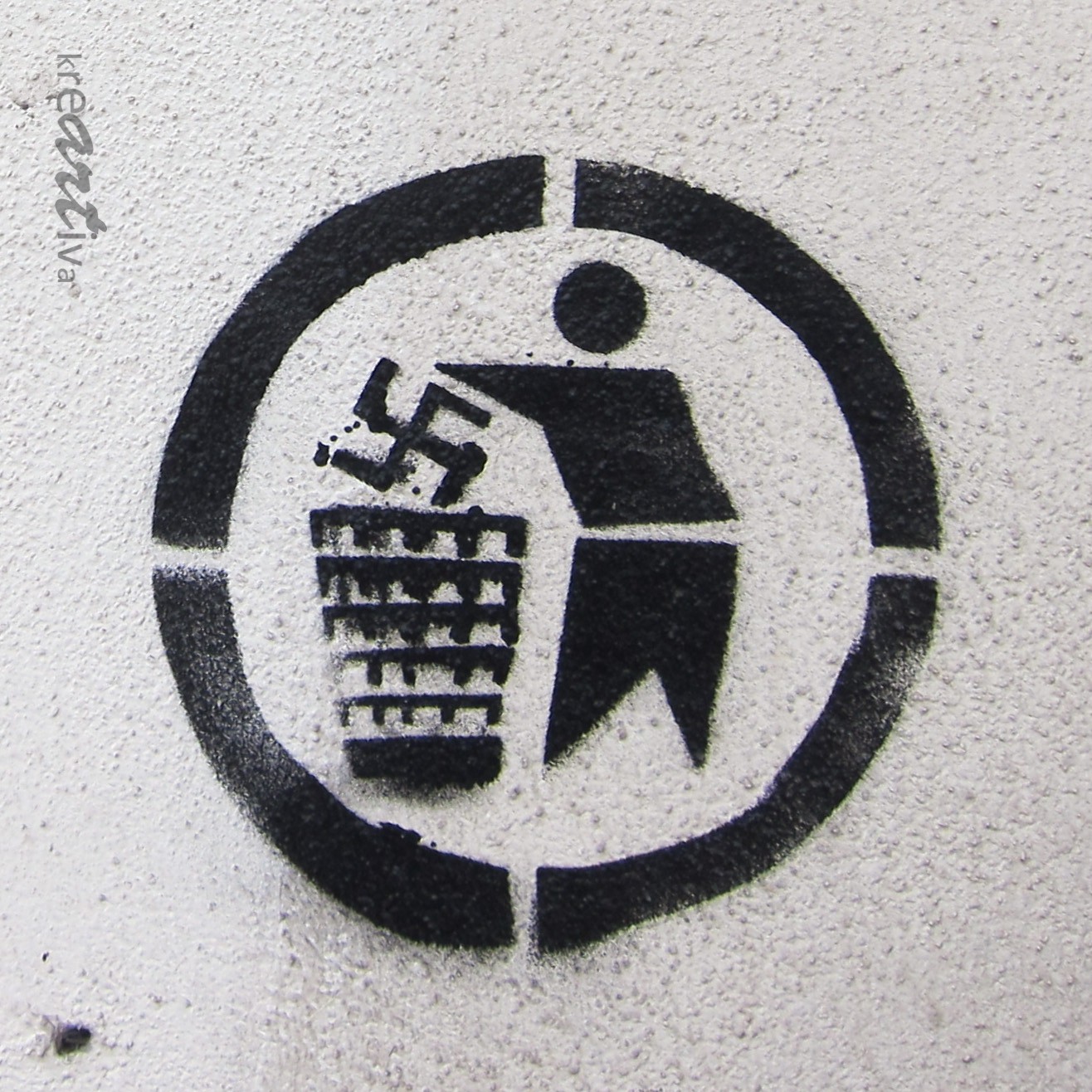 Please dispose of swastika properly – Hakenkreuz bitte fachgerecht entsorgen, Erlangen Germany 2014.